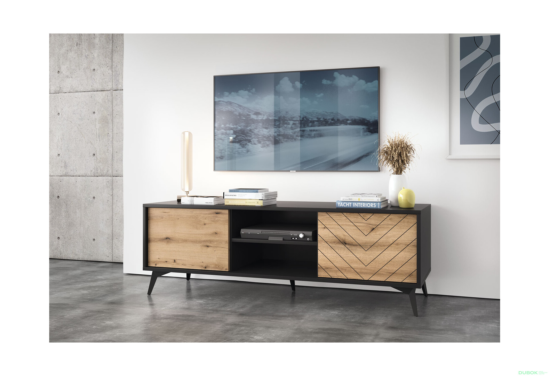 Fotografia 3 - TV stolík 154 evoke dub / čierna Diamond