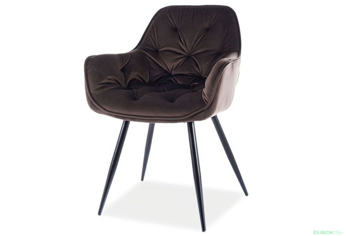 Stolička Cherry Velvet hnedý Bluvel 48, matná čierna kov