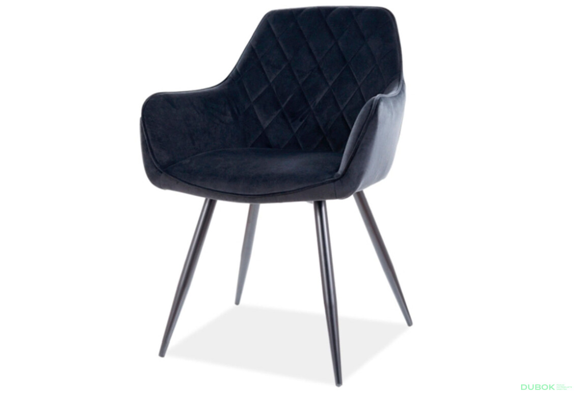 Stolička Linea Velvet čierny Bluvel 19, kov čierna matná