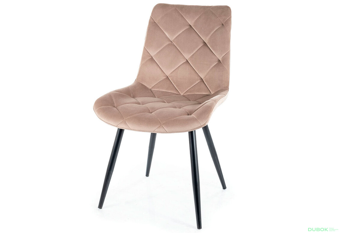 Stolička Ralph Velvet tmavo béžový Bluvel 40, kov čierna matná