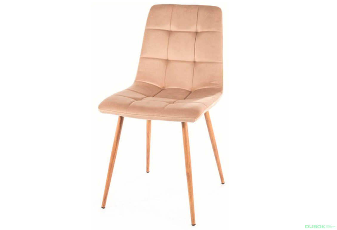 Stolička Mila D Velvet béžový Bluvel 28, kov, dąb