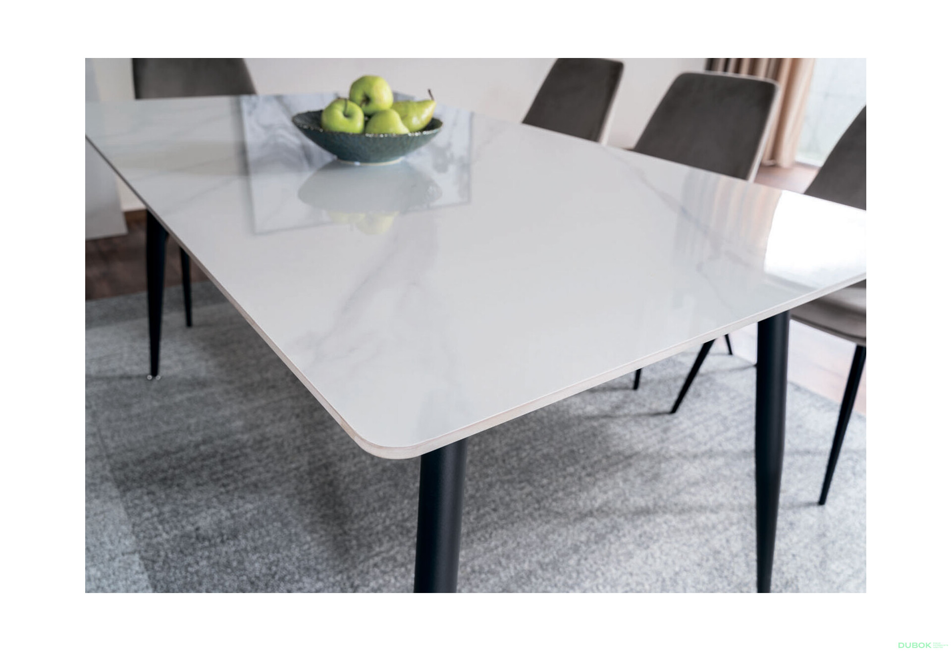Fotografia 7 - Stôl Rion 160x90 mramorový efekt, biely / čierny mat