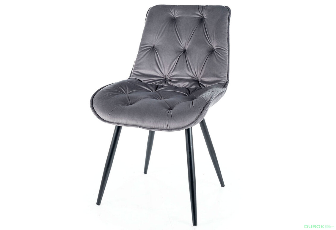 Stolička Cherry II Velvet šedý Bluvel 14, matná čierna kov