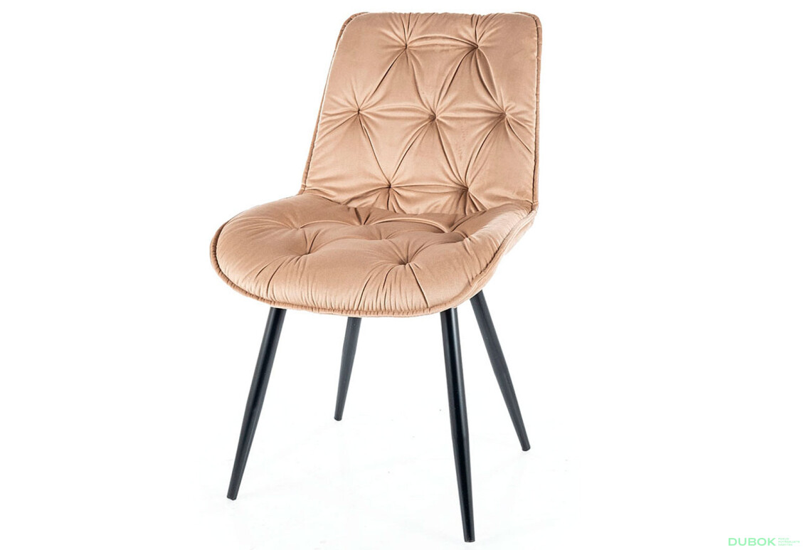 Stolička Cherry II Velvet béžový Bluvel 28, matná čierna kov