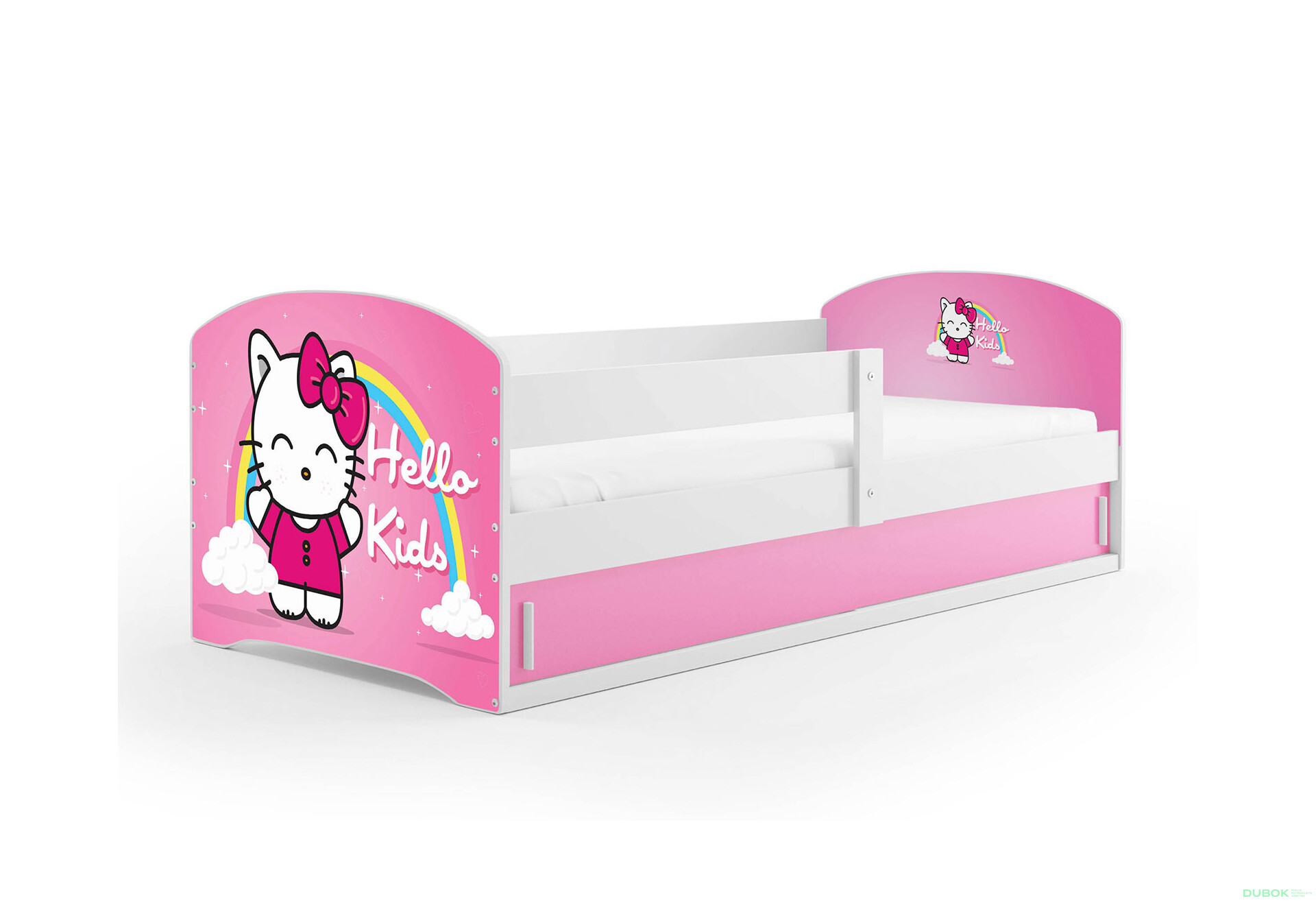 Fotografia 1 - Posteľ Luki 1 biele Hello Kids 80x160 cm s roštom, matracom