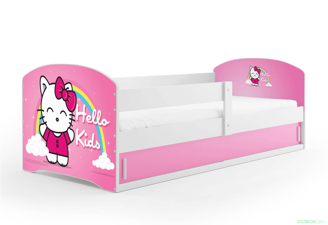 Posteľ Luki 1 biele Hello Kids 80x160 cm s roštom, matracom