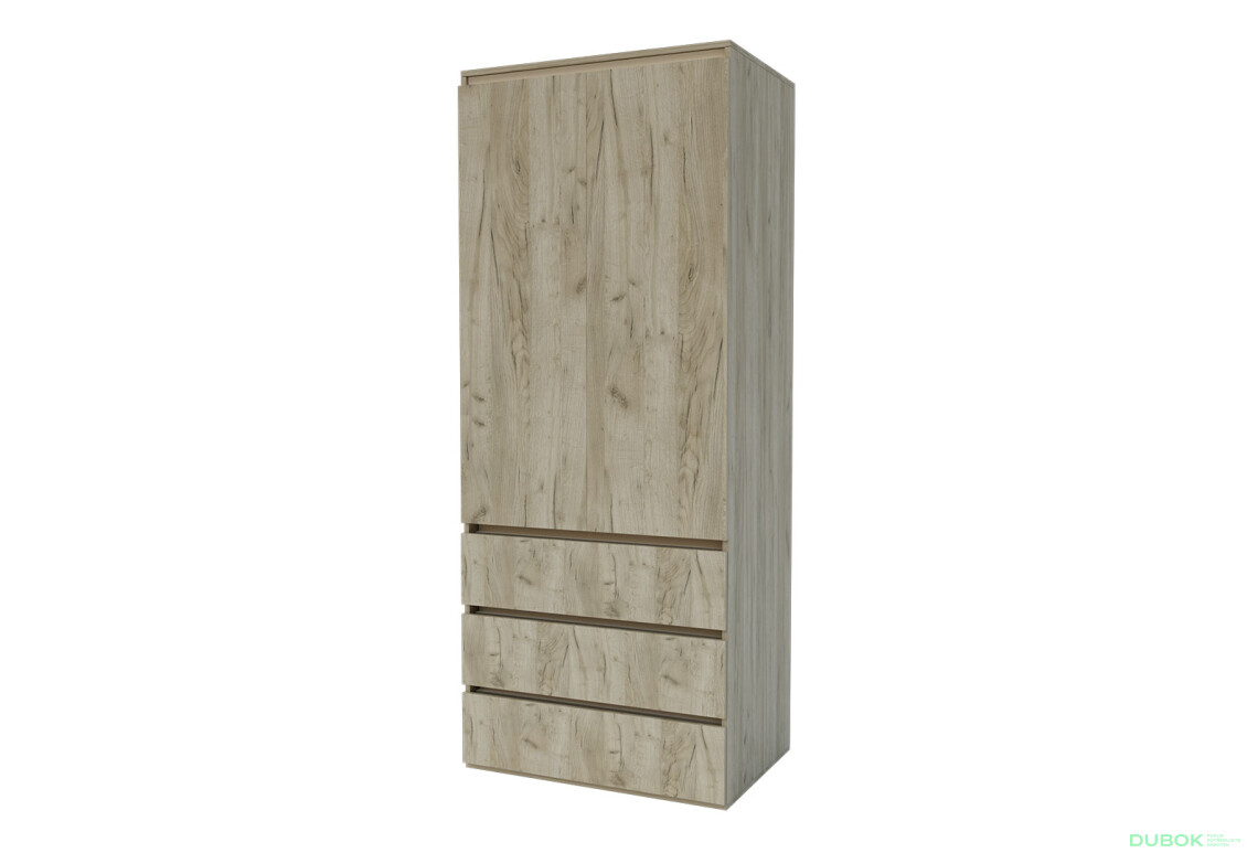 Skriňa Idea 800/2100/570 tyč dub kraft sivý / satén
