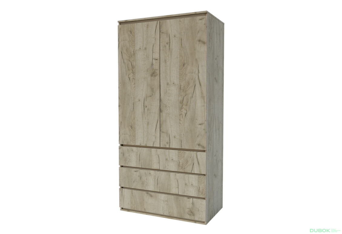 Skriňa Idea 800/2100/570 s policami dub kraft sivý / satén