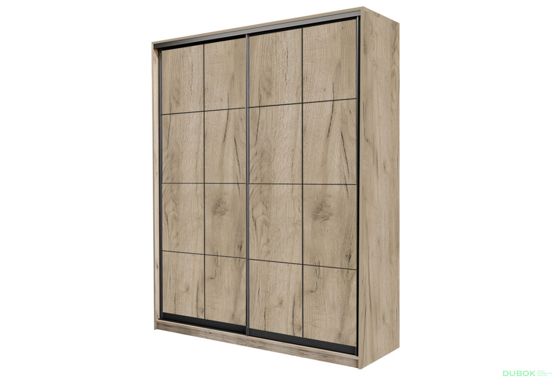 Skriňa s posuvnými dverami 2 DTD 150x240x60 cm Loft Lines BL Dub kraft sivý