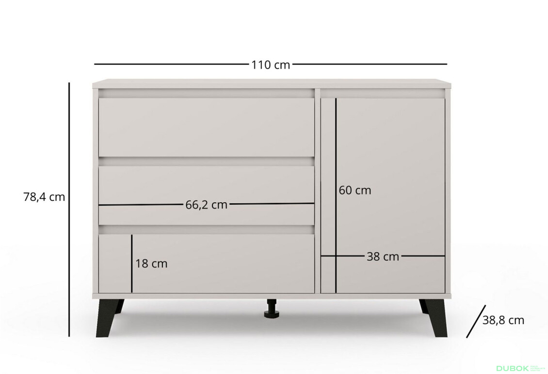 Fotografia 5 - Komoda Borg 1d3s kašmír