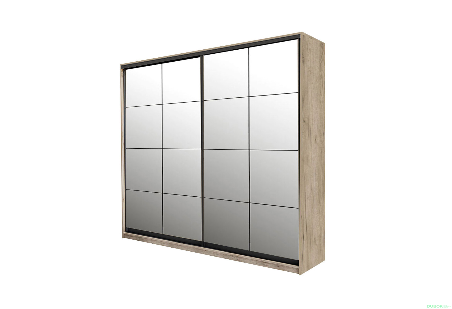 Fotografia 1 - Skriňa s posuvnými dverami 2 zrkadlá 180x240x60 cm W Loft Lines BL Dub kraft sivý