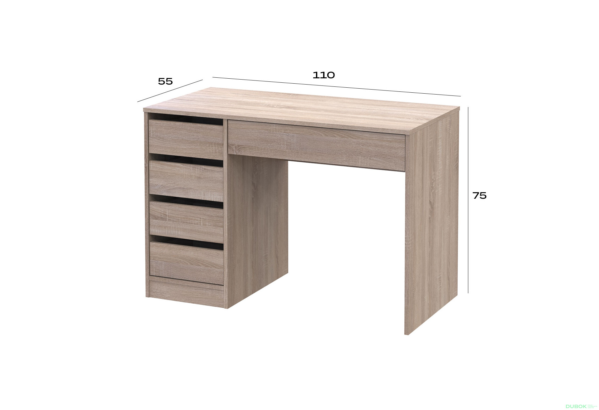 Fotografia 6 - Písací stôl s ľavou montážou Profi 110 cm dub sonoma