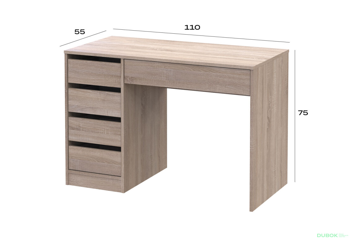 Fotografia 6 - Písací stôl s ľavou montážou Profi 110 cm dub sonoma