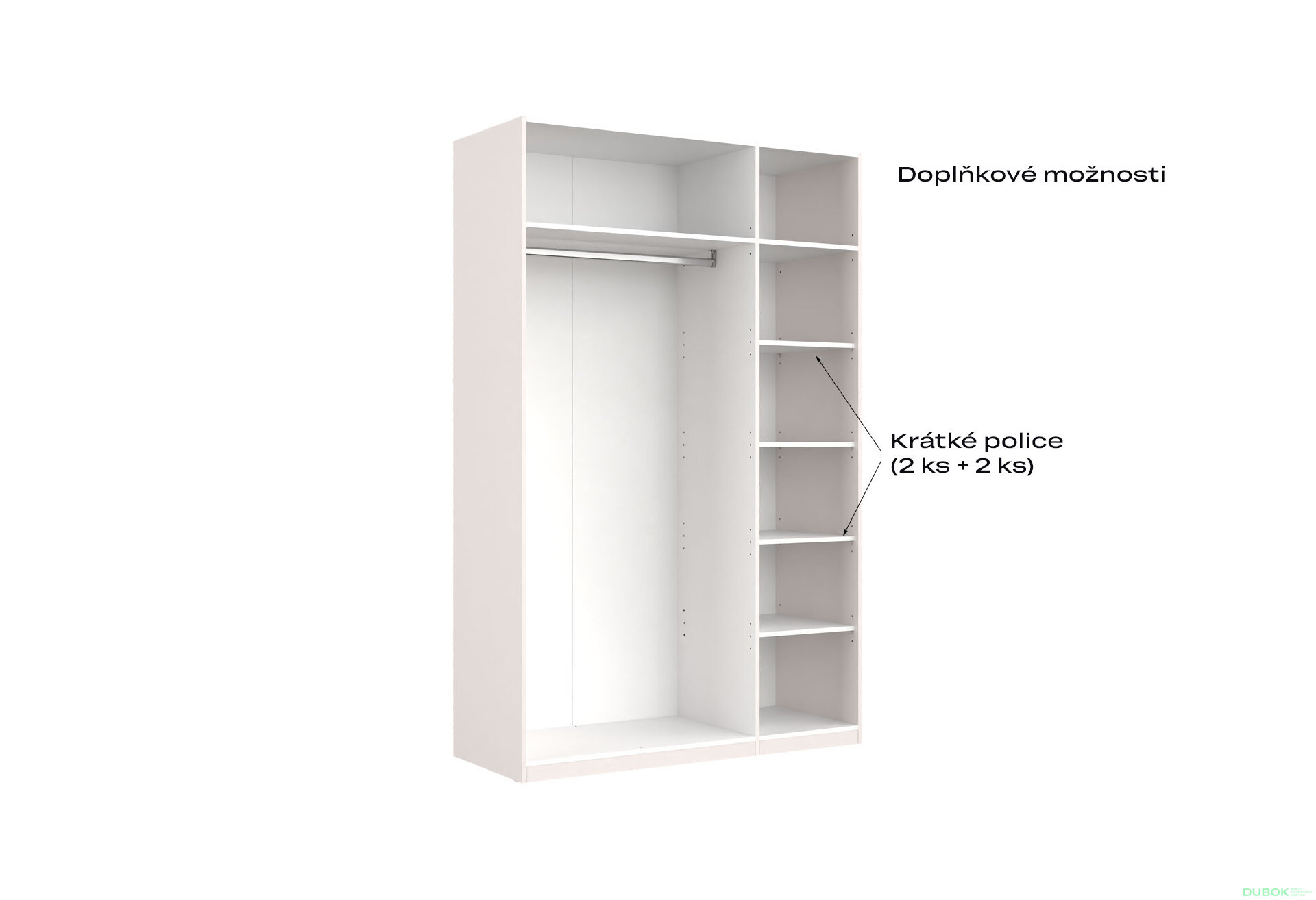 Fotografia 5 - Korpus skrine 3dv Biely lesk Idea