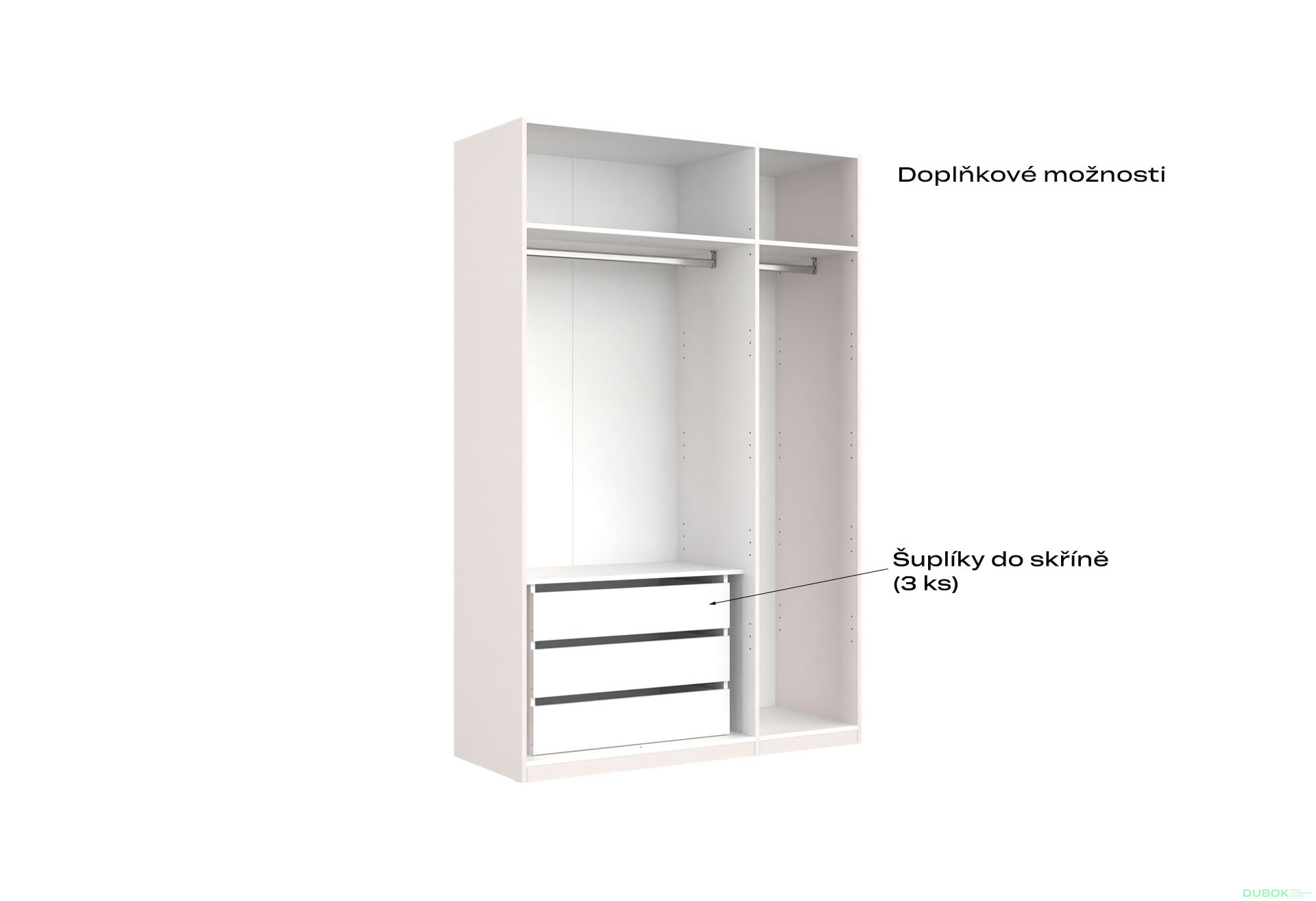 Fotografia 6 - Korpus skrine 3dv Biely lesk Idea