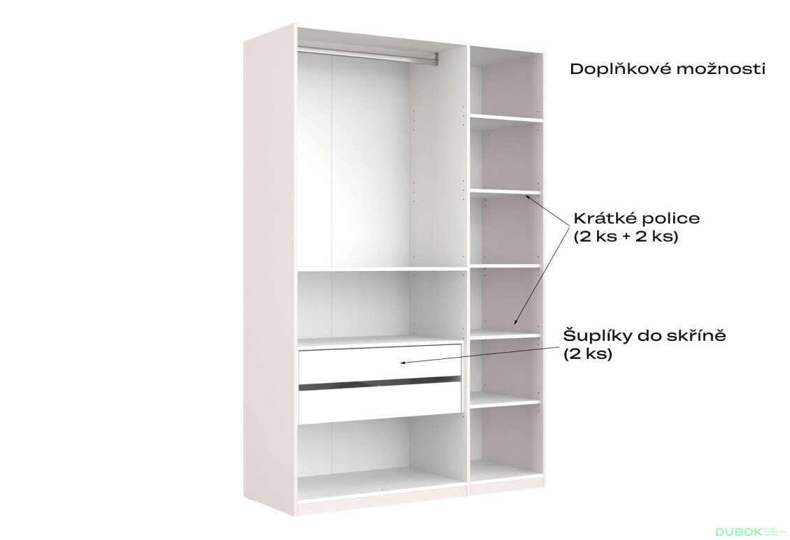 Fotografia 10 - Korpus skrine 3dv Biely lesk Idea