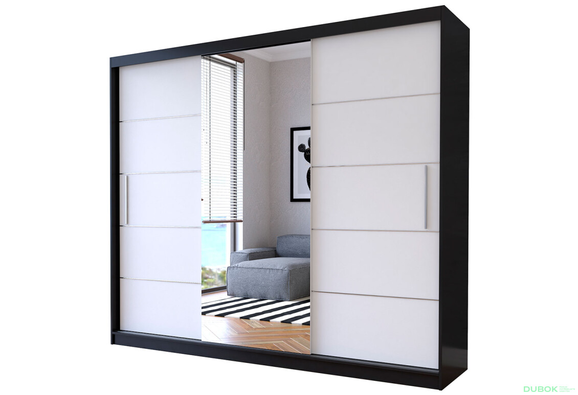 Skriňa Albumu so zrkadlom čierny / biely