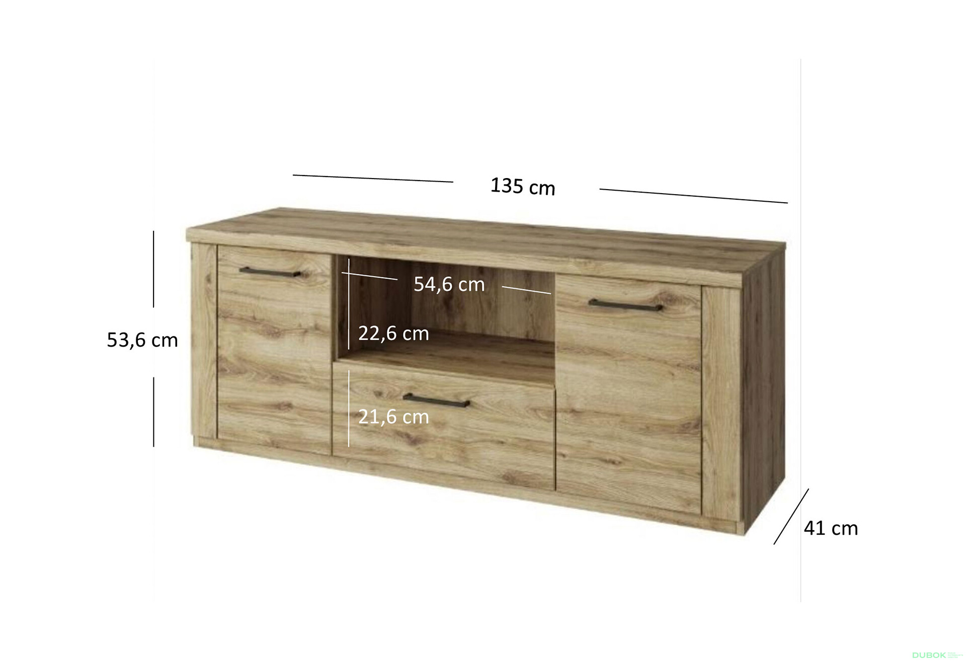 TV stolík 2d1s/135 dub navarra Doorset - Fotografia 3 Fotografia 3 - TV stolík 2d1s/135 dub navarra Doorset
