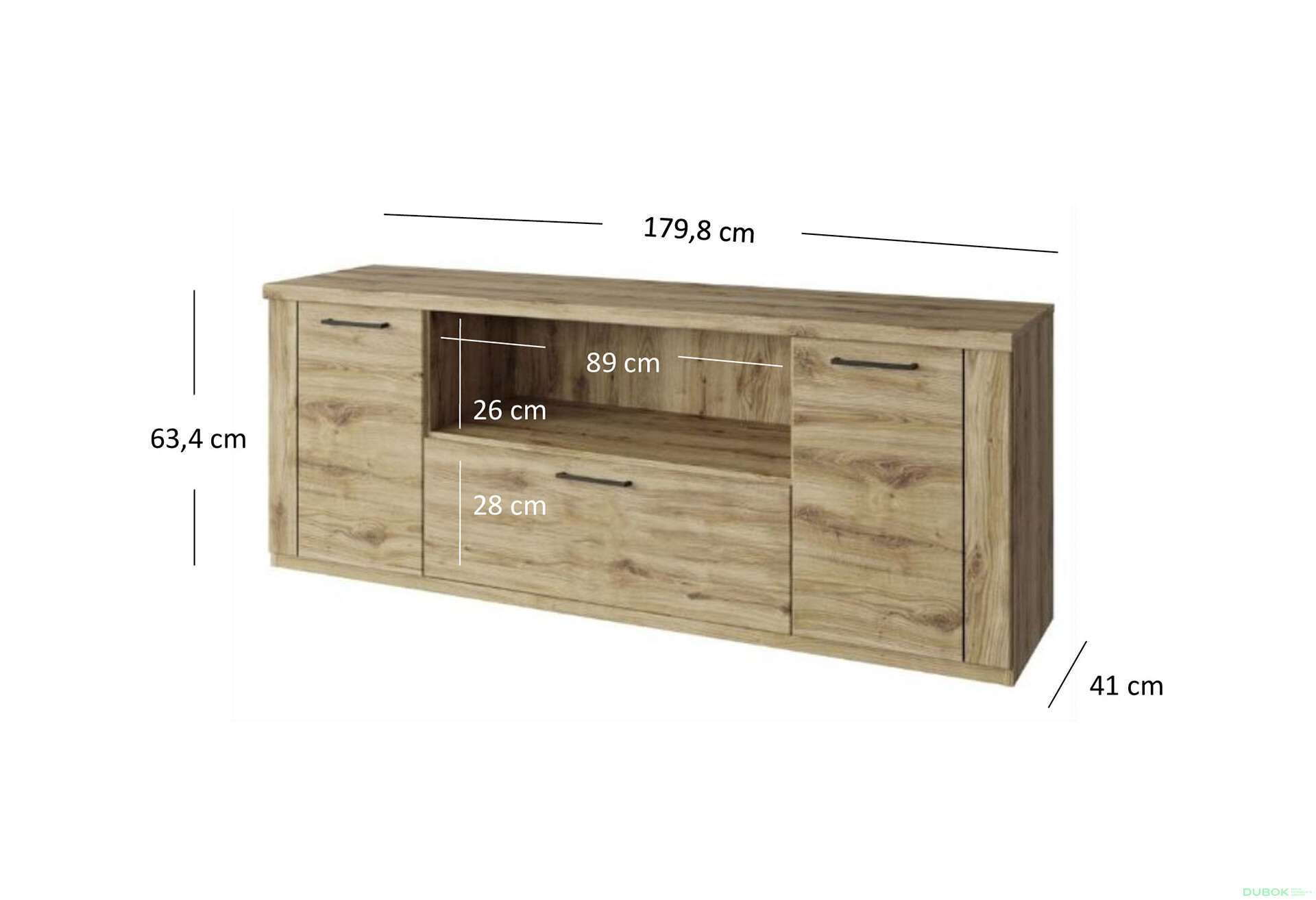 TV stolík 2d1s/180 dub navarra Doorset - Fotografia 3 Fotografia 3 - TV stolík 2d1s/180 dub navarra Doorset