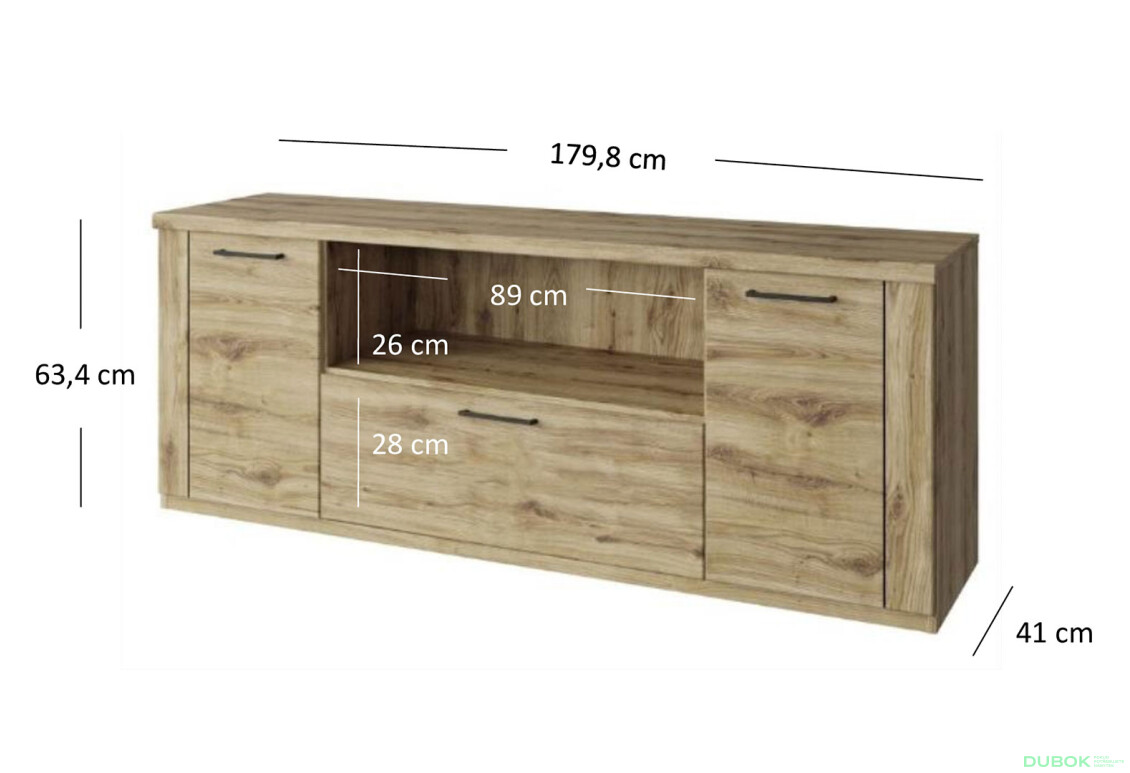 TV stolík 2d1s/180 dub navarra Doorset - Fotografia 3 Fotografia 3 - TV stolík 2d1s/180 dub navarra Doorset
