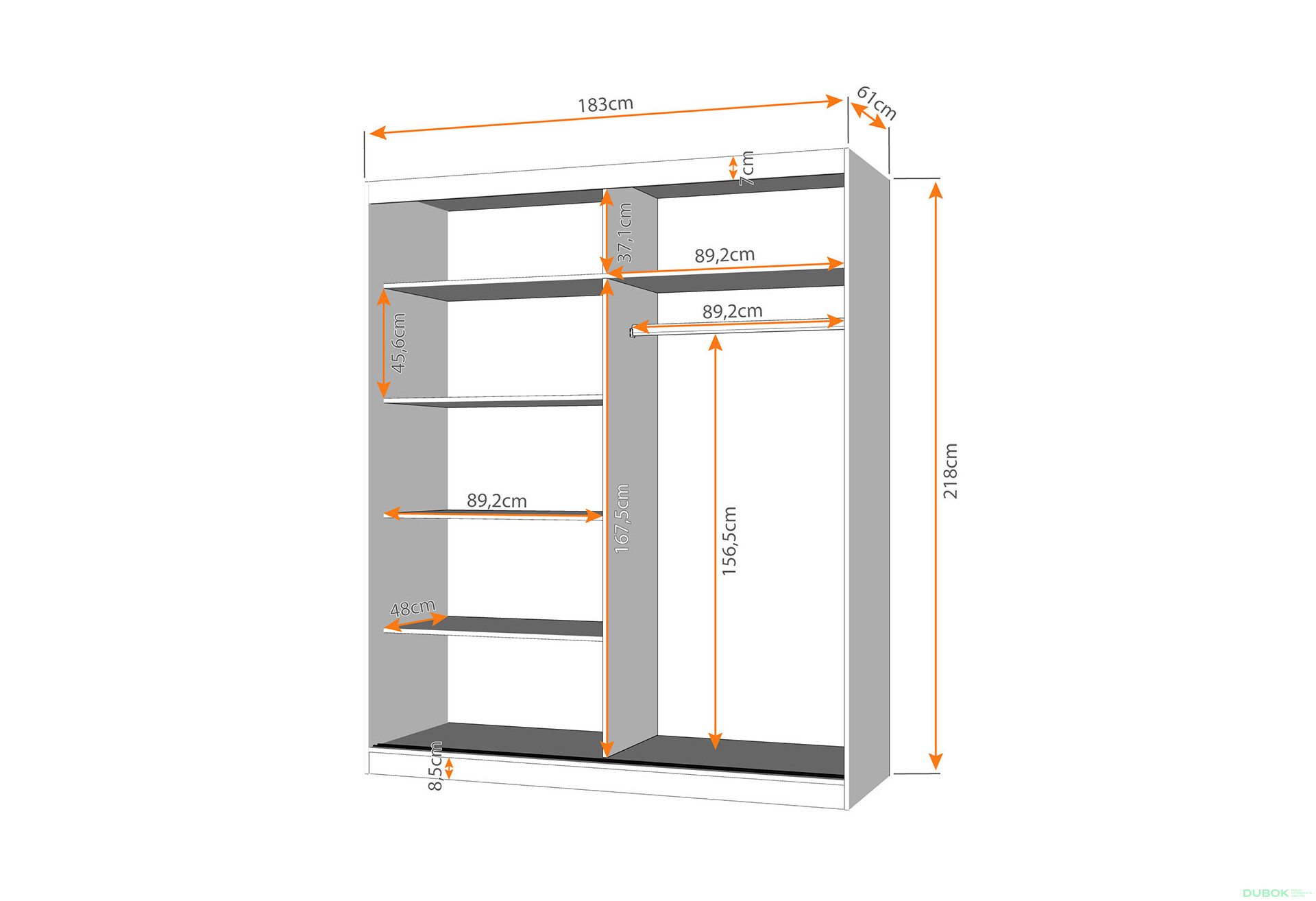 Fotografia 2 - Skriňa Multi 20, 183 čierna + fasáda biely lesk + zrkadlo