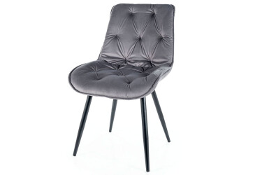Stolička Cherry II Velvet šedý Bluvel 14, matná čierna kov