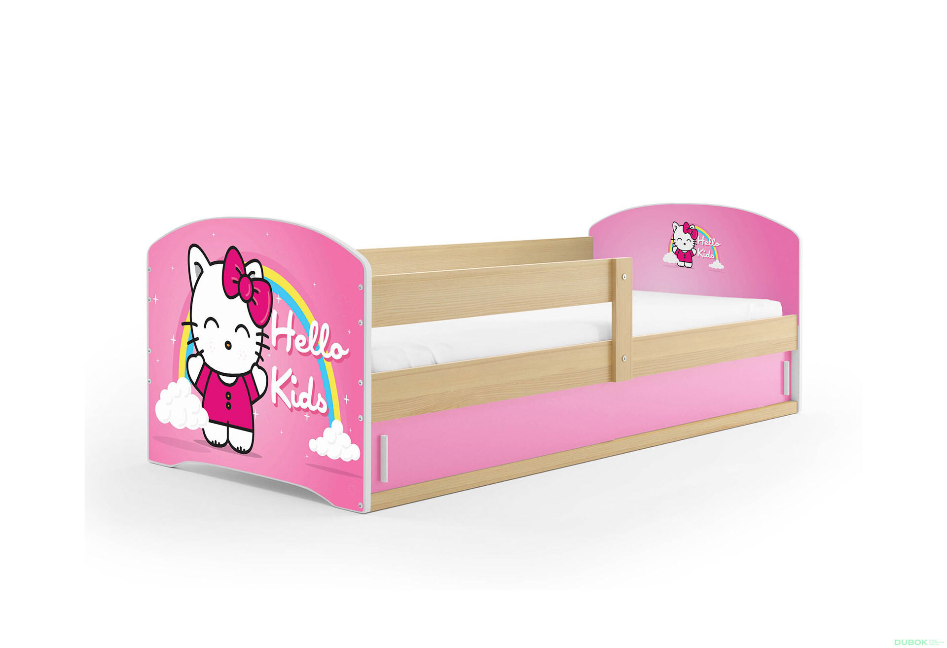 Fotografia 1 - Posteľ Luki 1 borovica Hello Kids 80x160 cm s roštom, matracom