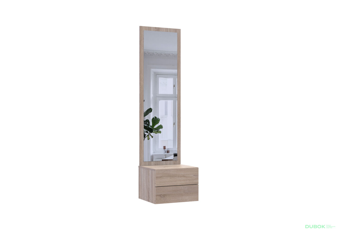 Skrinka so zrkadlom dub sonoma drevotrieska / zrkadlo 45x40x168,6 Sola - Fotografia 3 Fotografia 3 - Skrinka so zrkadlom dub sonoma drevotrieska / zrkadlo 45x40x168,6 Sola
