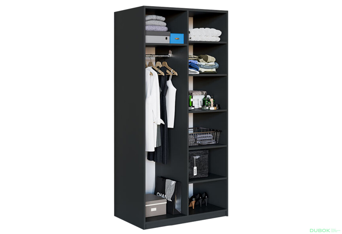 Fotografia 3 - Skriňa dvojdverová 100 cm Modus 2 DTD Antracit BL
