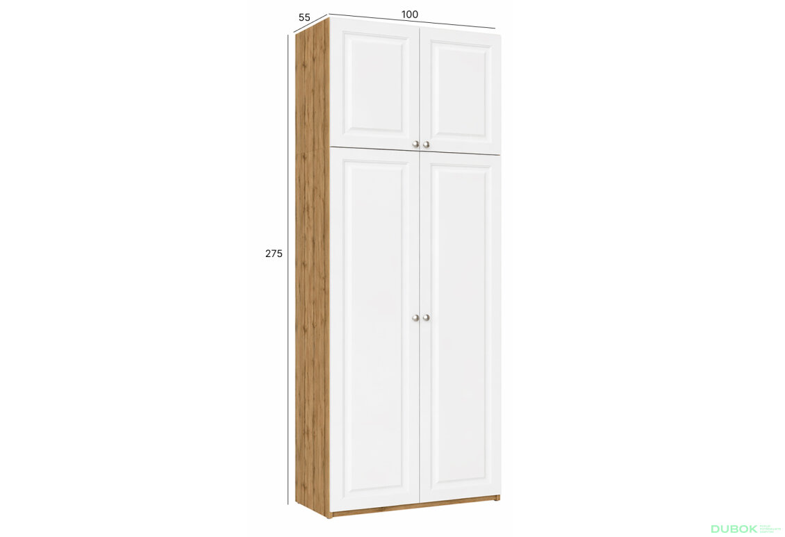 Obrázok 2 - Skriňa Madrid 100×55×275 cm s nadstavcom, dub appalachi / biely