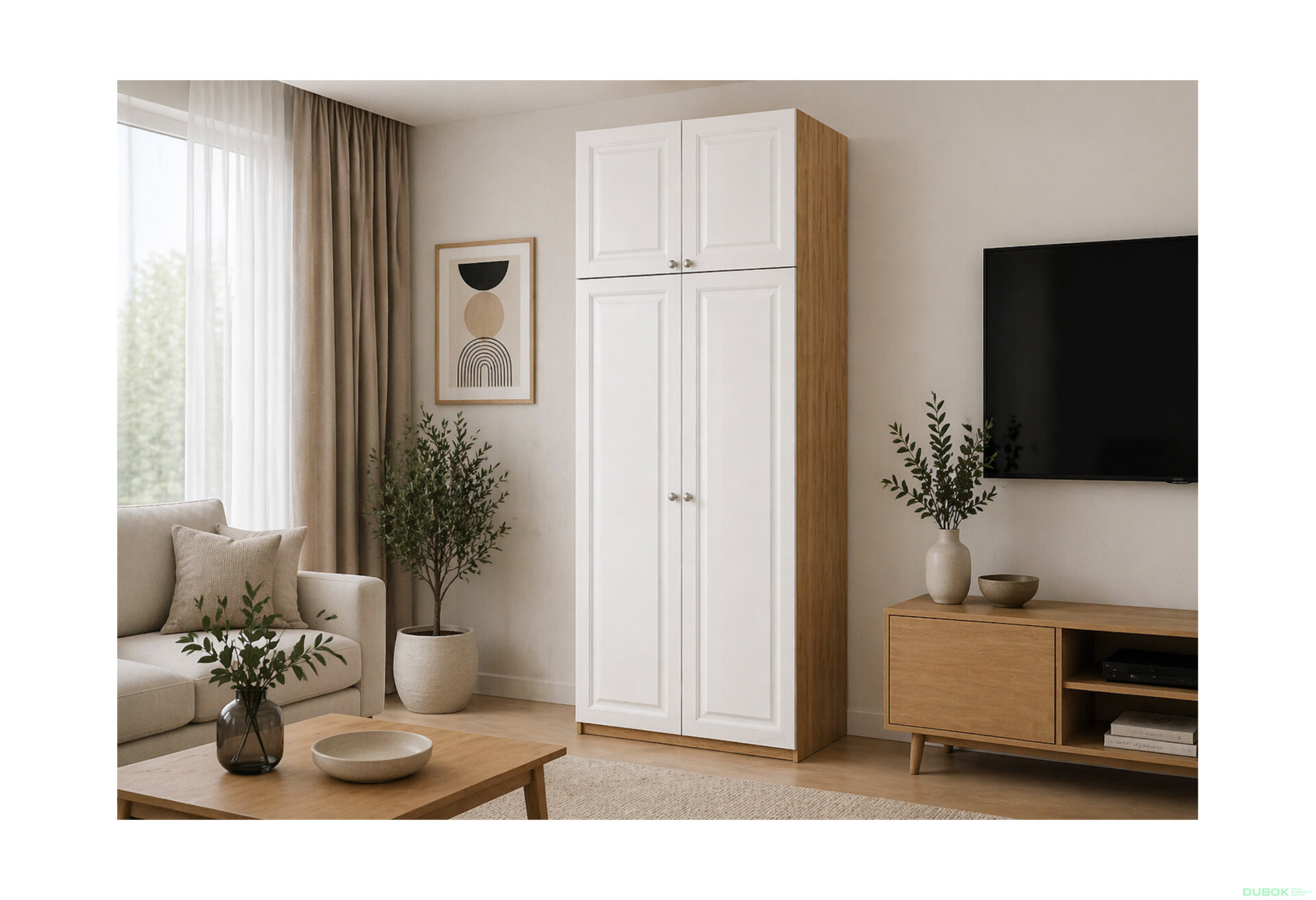 Obrázok 3 - Skriňa Madrid 100×55×275 cm s nadstavcom, dub appalachi / biely