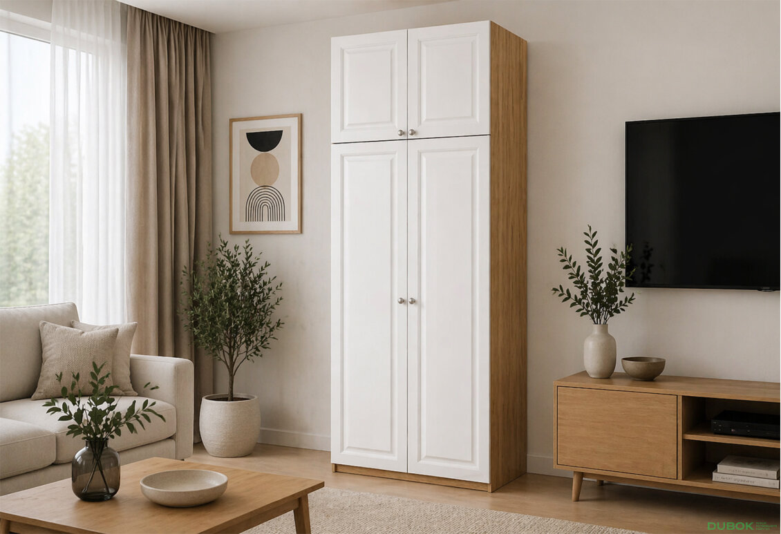 Obrázok 3 - Skriňa Madrid 100×55×275 cm s nadstavcom, dub appalachi / biely