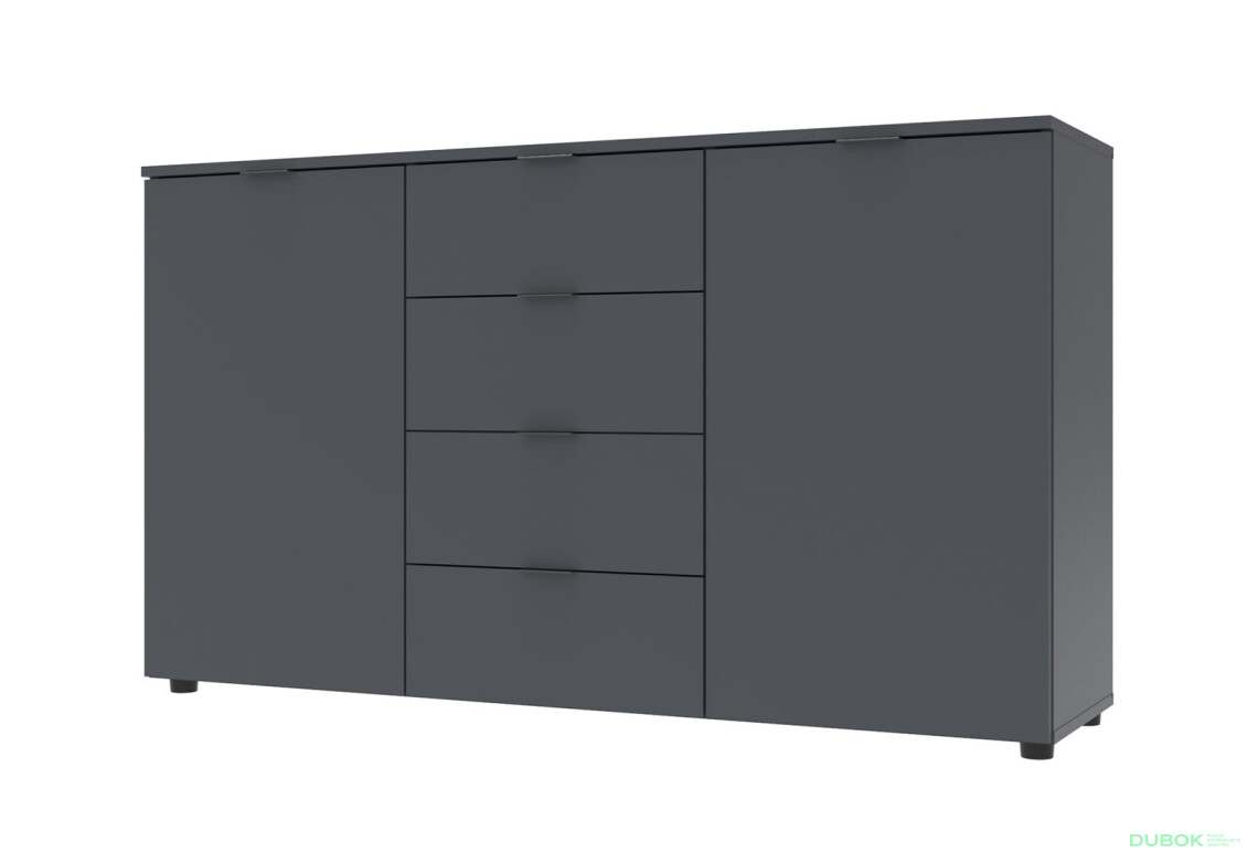 Komoda s dvierkami a 4 zásuvkami Ron 5 140 cm Grafit