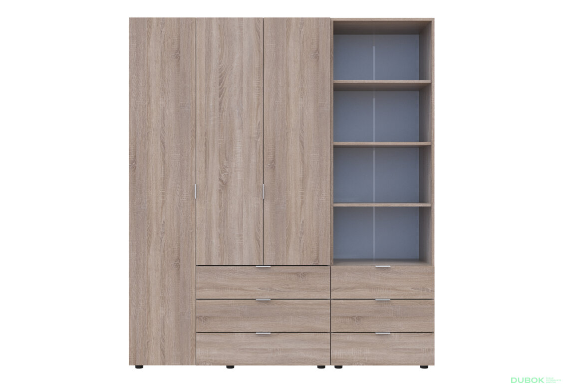 Fotografia 3 - Skriňa 3D s regálom s zásuvkami Gelar 176.2 cm dub sonoma