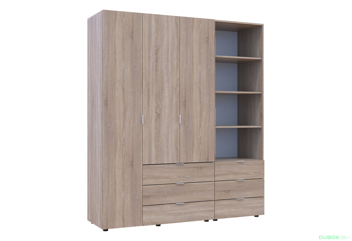 Fotografia 4 - Skriňa 3D s regálom s zásuvkami Gelar 176.2 cm dub sonoma