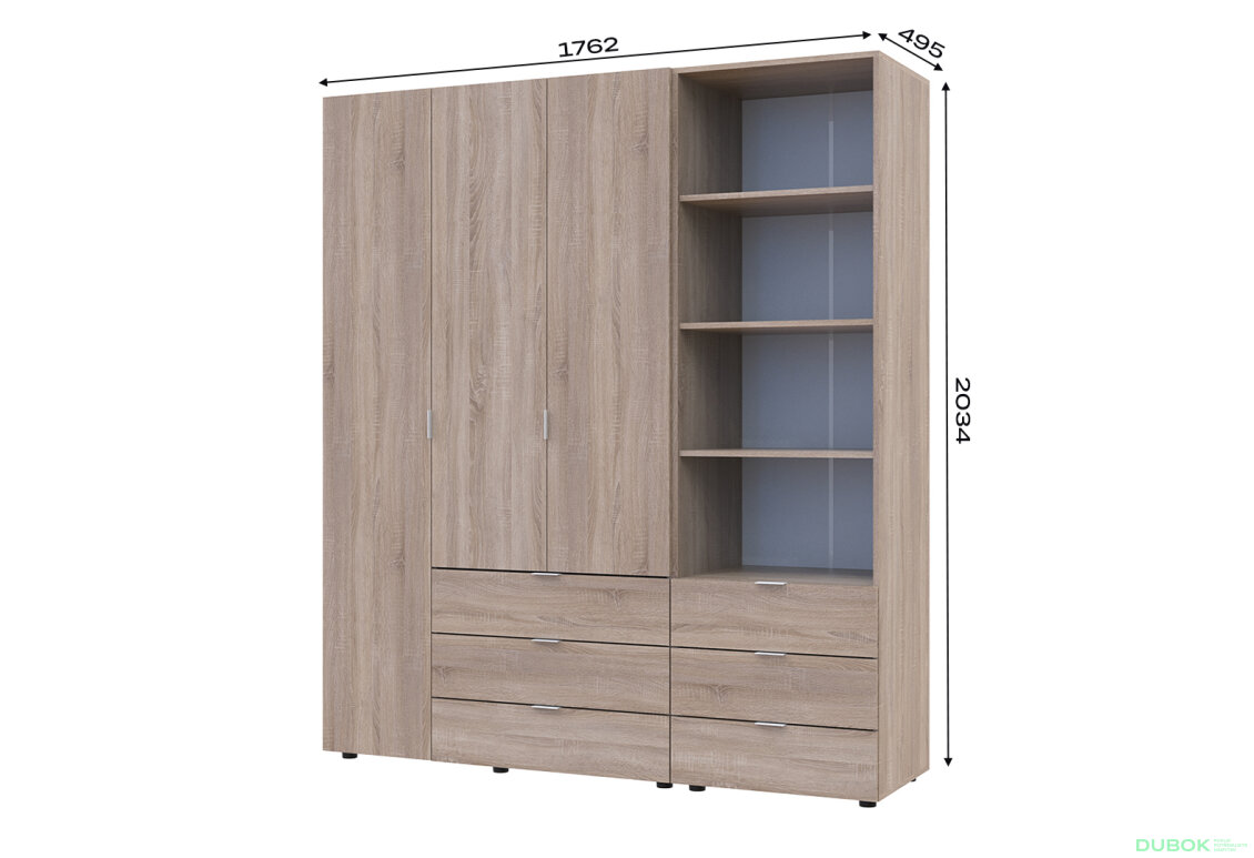 Fotografia 7 - Skriňa 3D s regálom s zásuvkami Gelar 176.2 cm dub sonoma