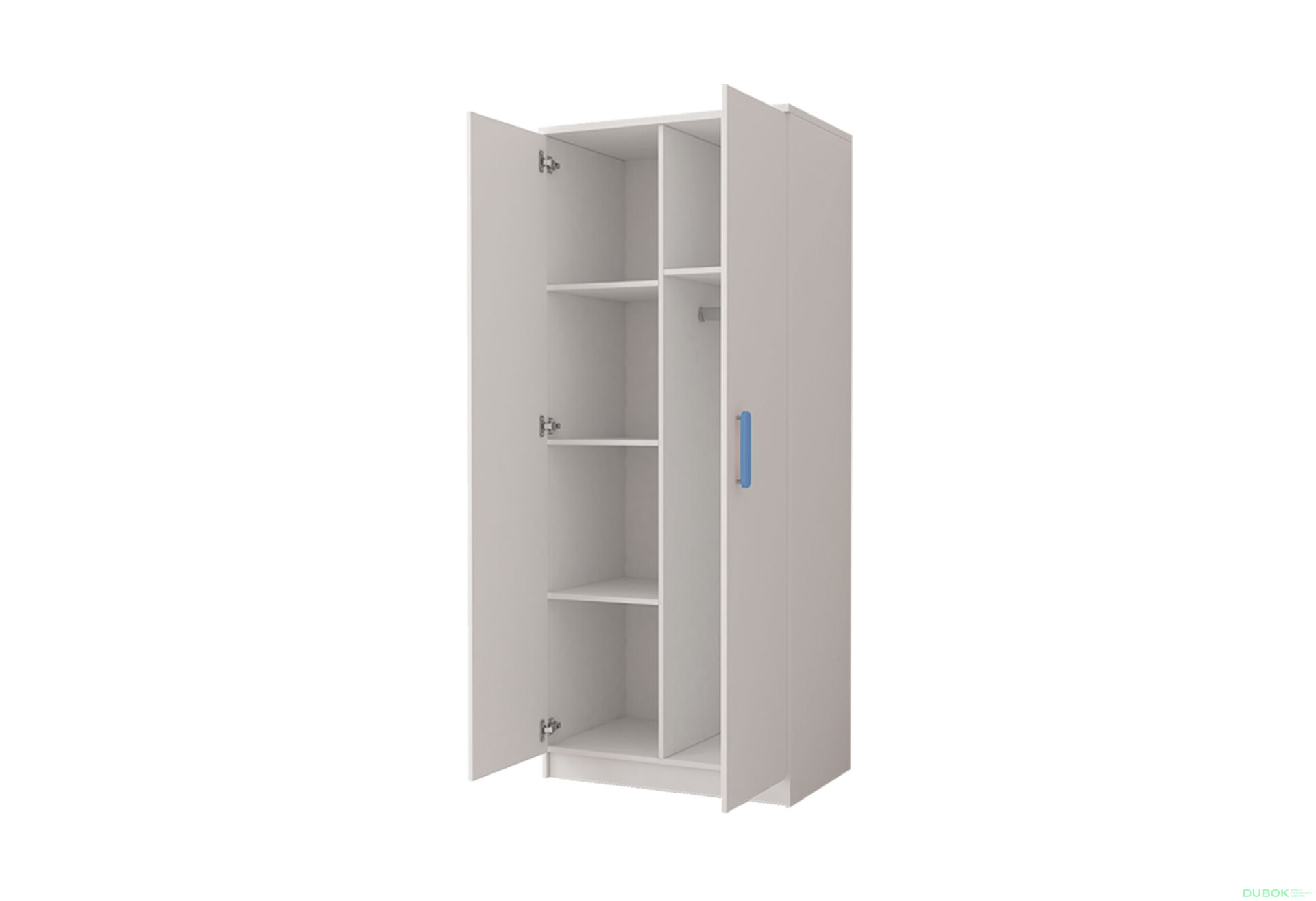 Fotografia 2 - Skriňa 2D Šmyk biela, úchytky nebeský Idczak meble