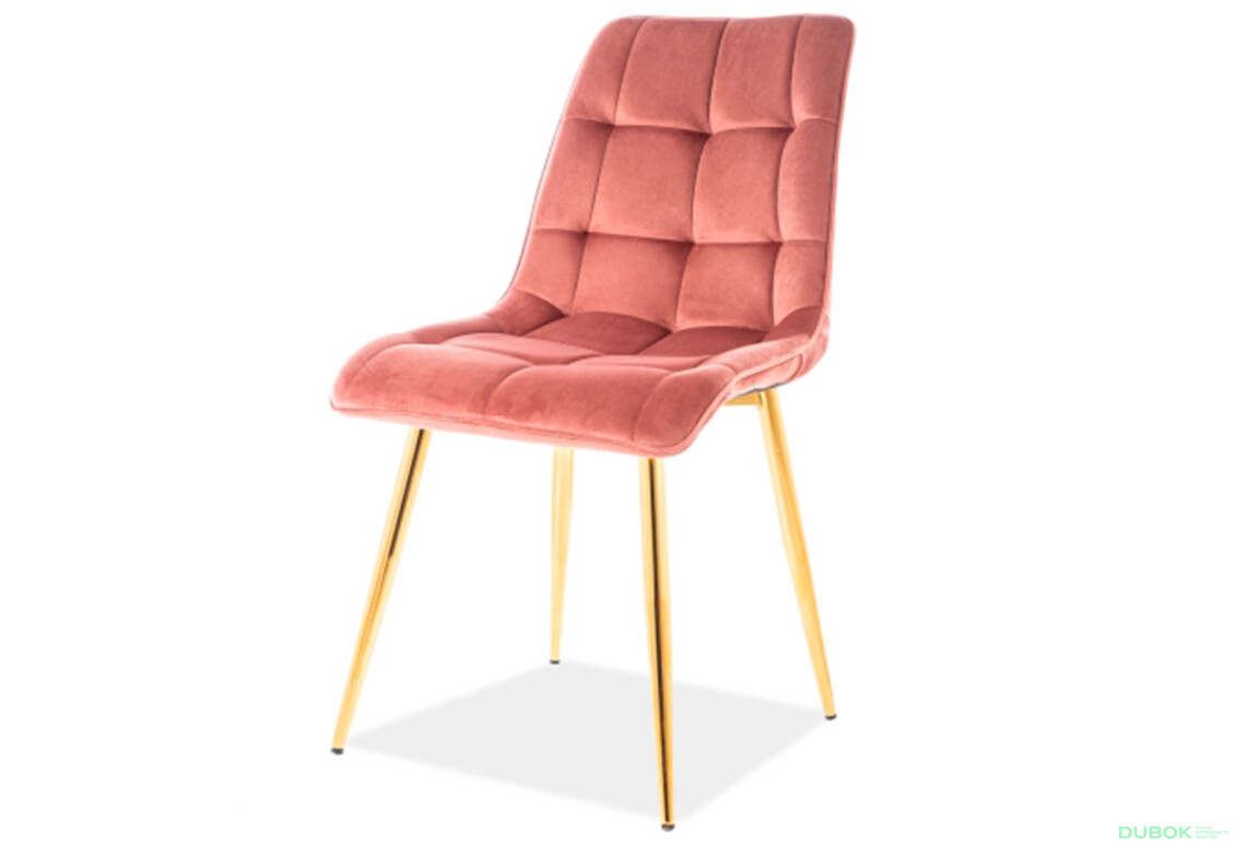 Stolička Chic Velvet staroružová Bluvel 52, zlatý kov