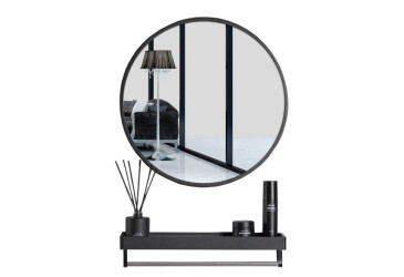 Lustro z półką 60cm czarne