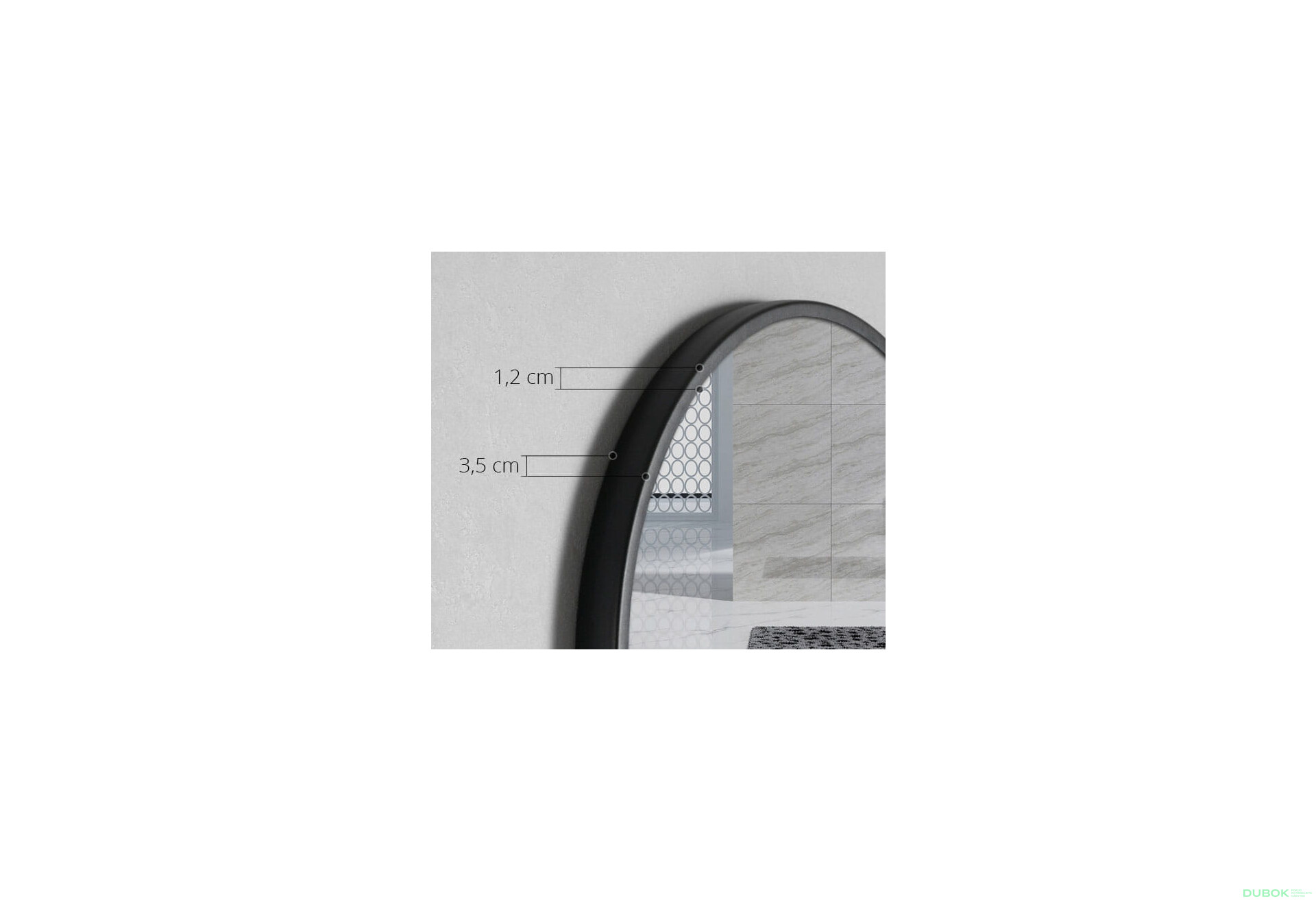 Lustro z półką 60cm czarne - Fotografia 3 Fotografia 3 - Lustro z półką 60cm czarne