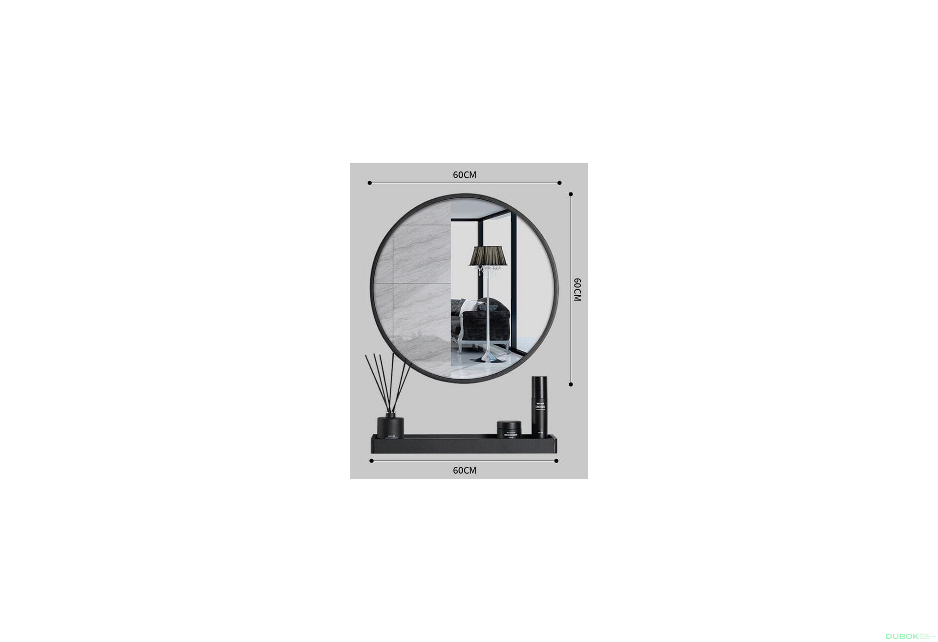 Lustro z półką 60cm czarne - Fotografia 4 Fotografia 4 - Lustro z półką 60cm czarne