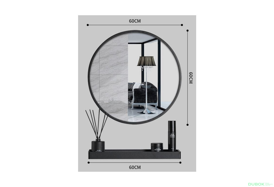 Fotografia 4 - Lustro z półką 60cm czarne
