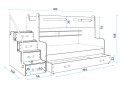Poschodová posteľ Max 3 biele / grafit 80x200 / 120x200 + zásuvka, s roštom, matracom - Fotografia 4 Fotografia 4 - Poschodová posteľ Max 3 biele / grafit 80x200 / 120x200 + zásuvka, s roštom, matracom
