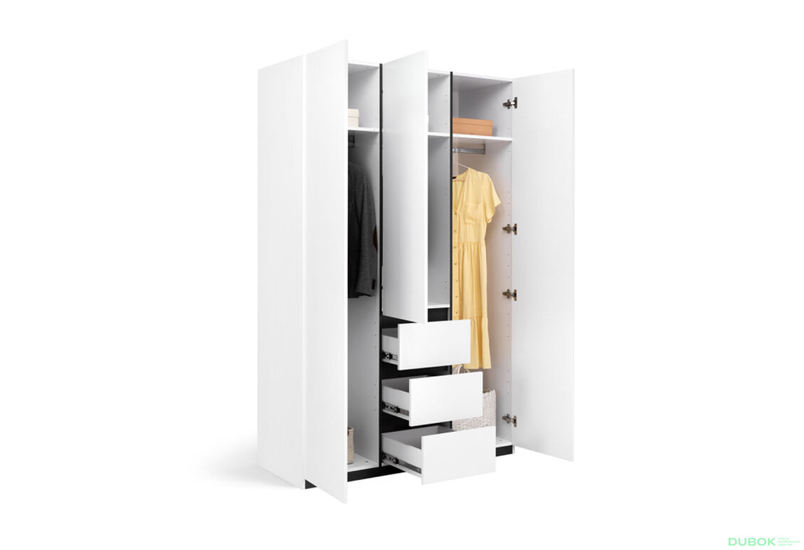 Fotografia 3 - Skriňa 3dv 3šu bez zrkadiel biely supermat, antracit Duo