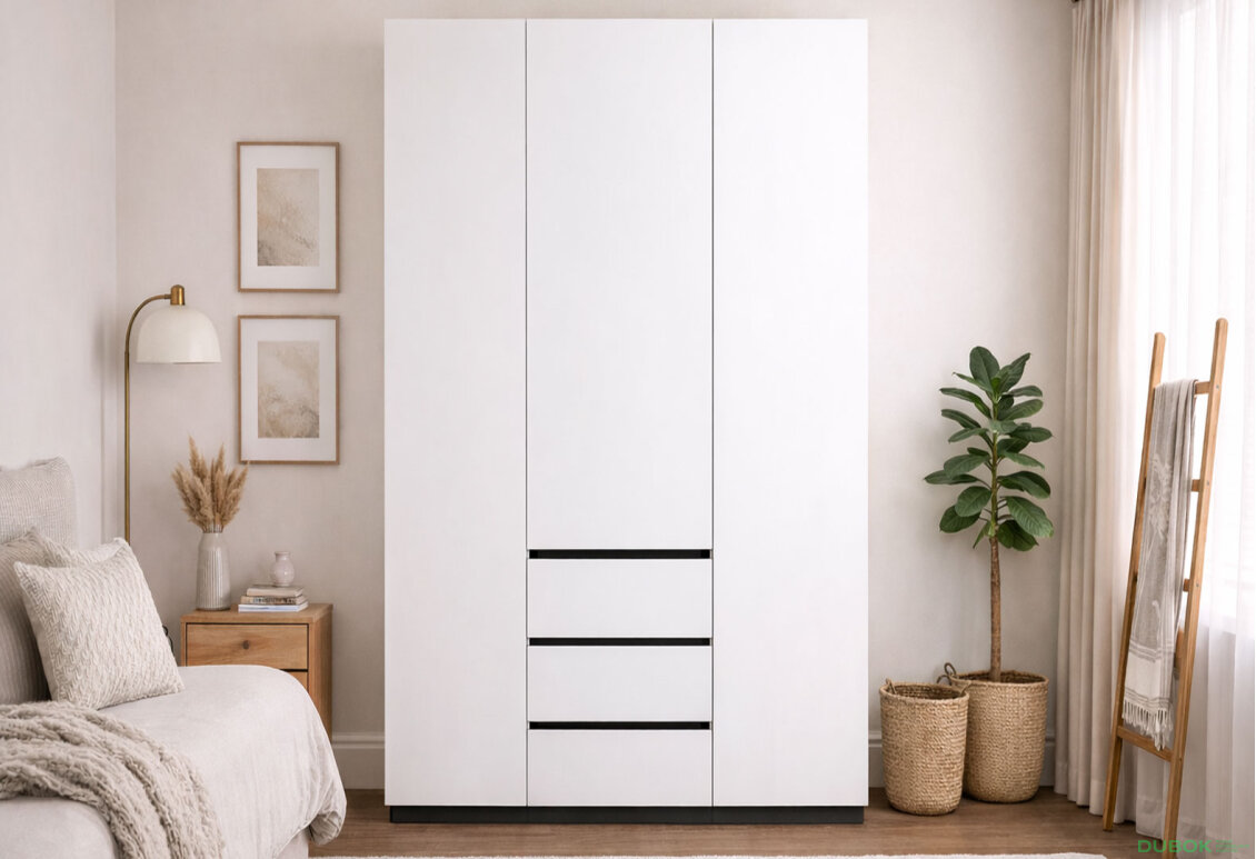 Fotografia 2 - Skriňa 3dv 3šu bez zrkadiel biely supermat, antracit Duo