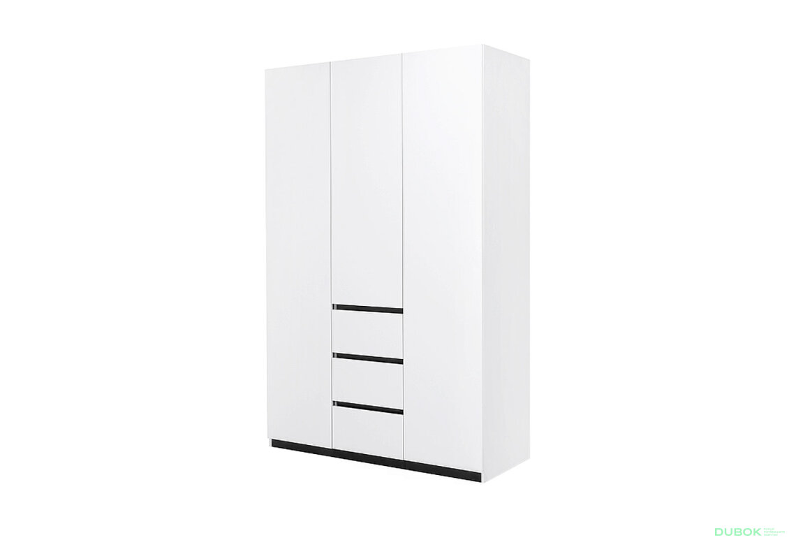 Skriňa 3dv 3šu bez zrkadiel biely supermat, antracit Duo