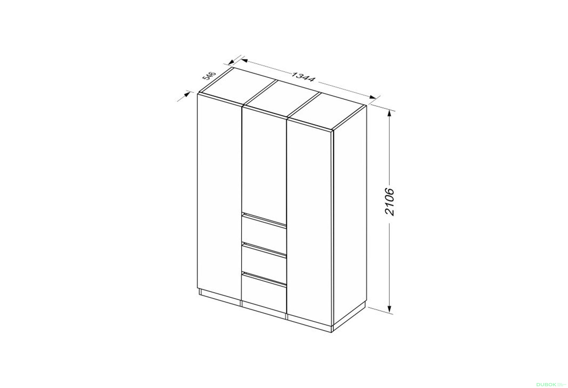 Fotografia 7 - Skriňa 3dv 3šu bez zrkadiel biely supermat, antracit Duo