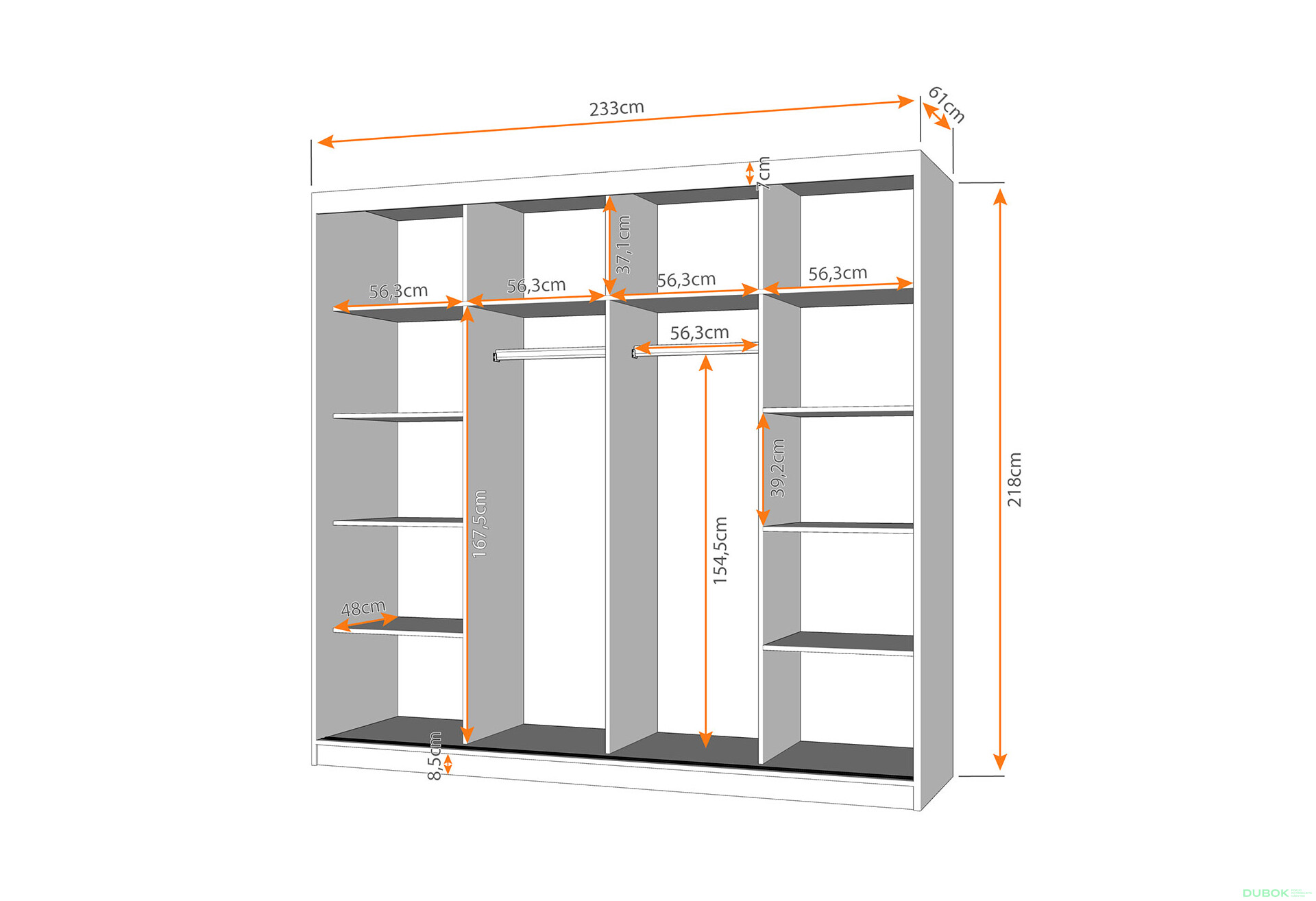 Fotografia 3 - Skriňa Multi 31, 233 biela + fasáda čierny lesk + zrkadlo