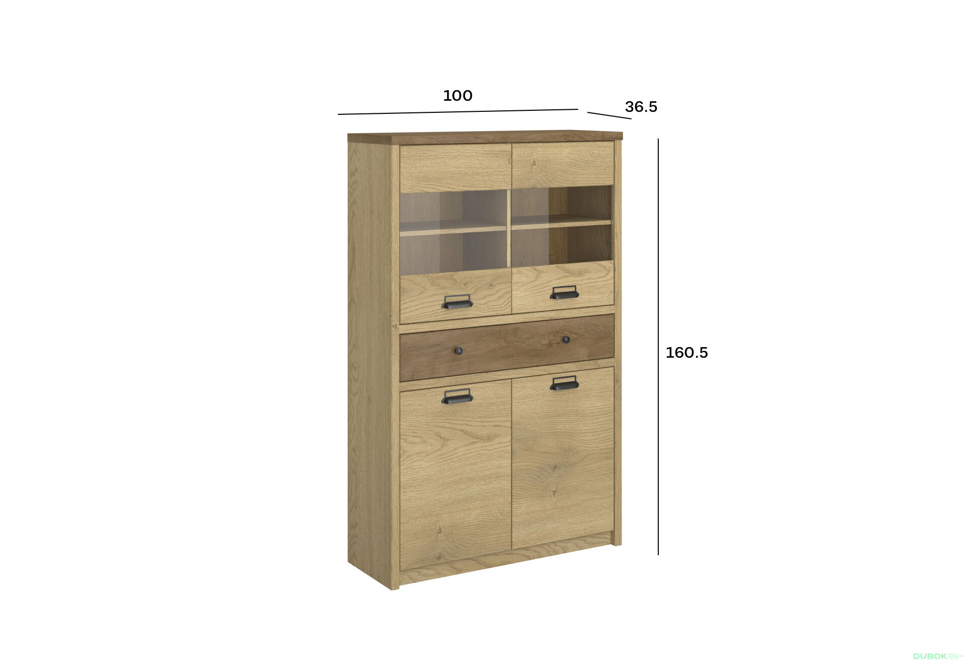 Fotografia 4 - Vitrína nízka 2d1w1s dub cremona / dub lefkas Denzel