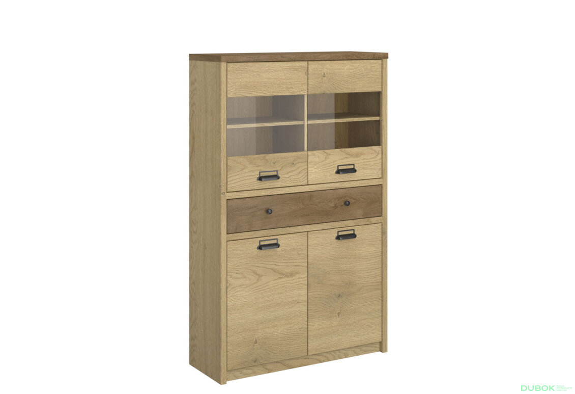 Fotografia 3 - Vitrína nízka 2d1w1s dub cremona / dub lefkas Denzel